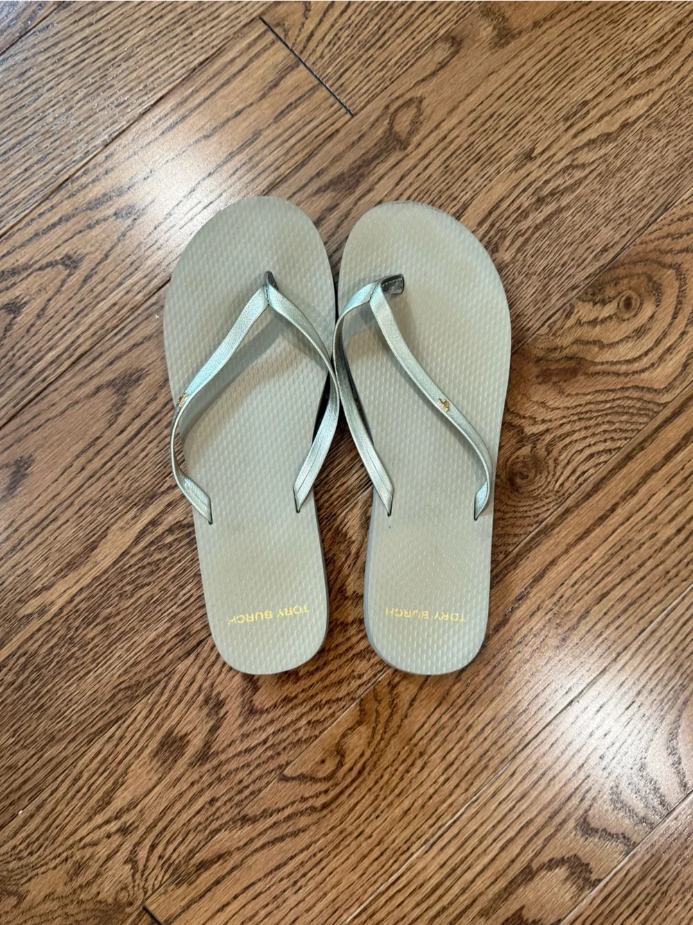 Tory Burch Metallic Gold Flip Flop Sandals - Women's, Size 8